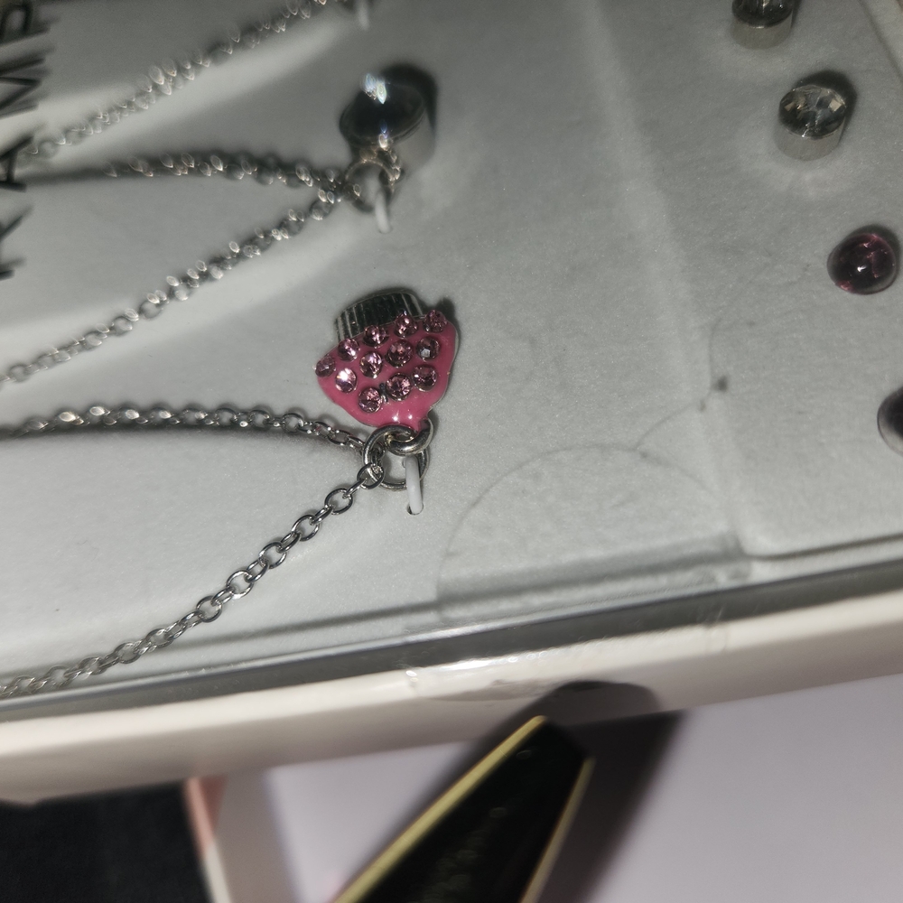 Rampage Silver and Pink Charm Necklace Set - Picture 4 of 10